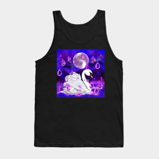 Blue and purple beautiful swan with rain drops falling into Water Tank Top